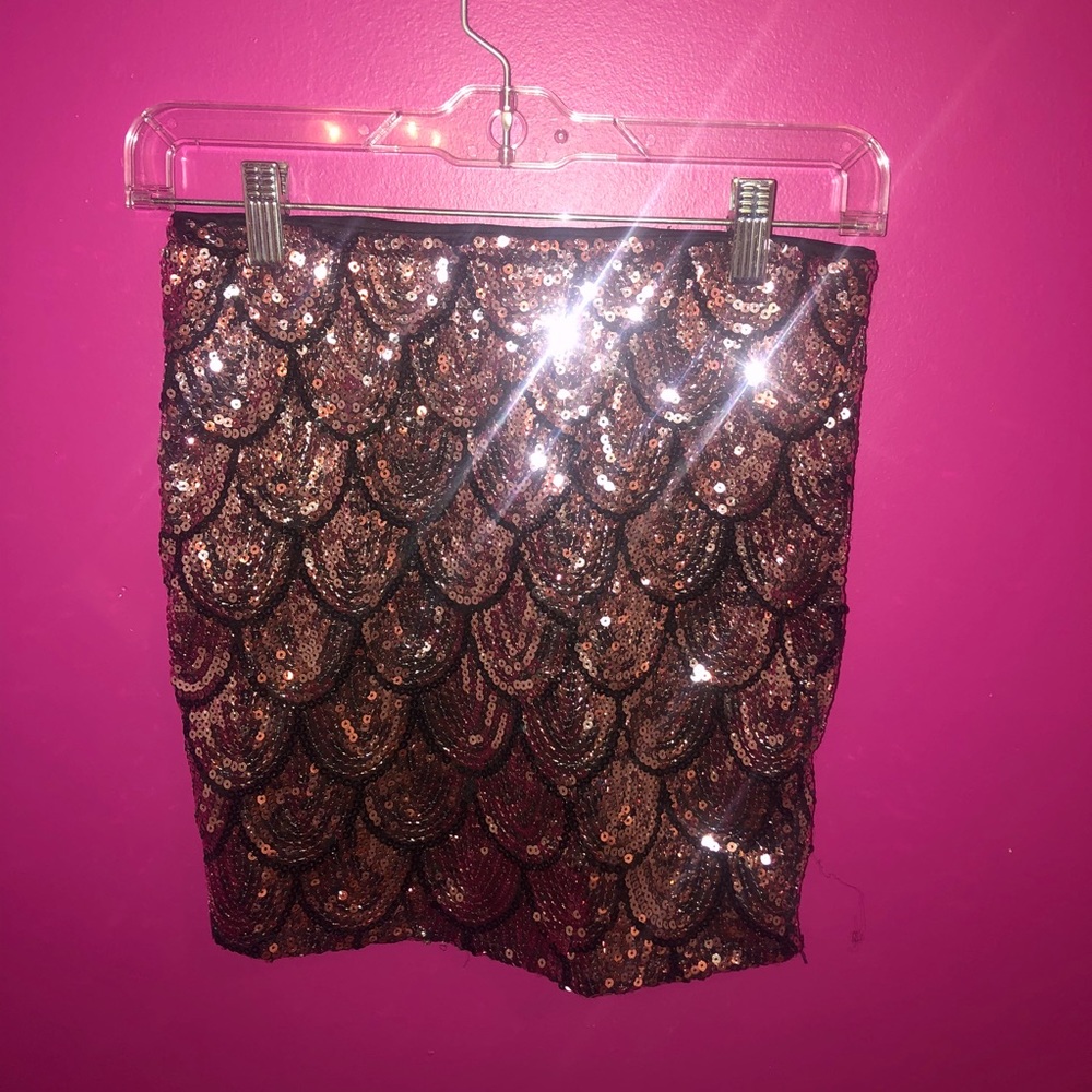 Gold sequined skirt